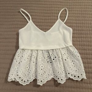 White Lace Trim Cami Top